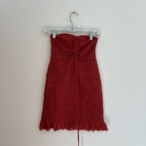 Free People Smocked Tube Top Red Y2K Dainty Romantic Flirty 90s Sweetheart XS
